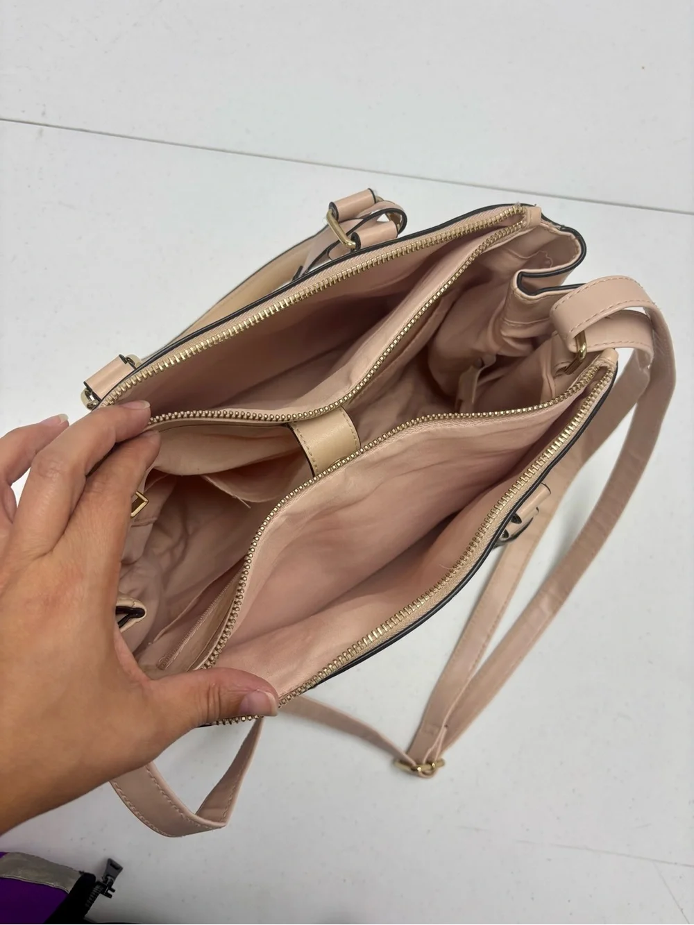 Christian Siriano Blush Beige Satchel with Gold Hardware